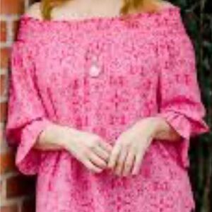 NWT The Pioneer Woman Pink Floral Off-Shoulder Blouse in Sz L
